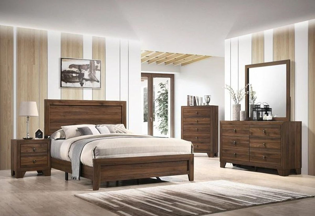 Millie Queen Panel Bed In Brown Cherry