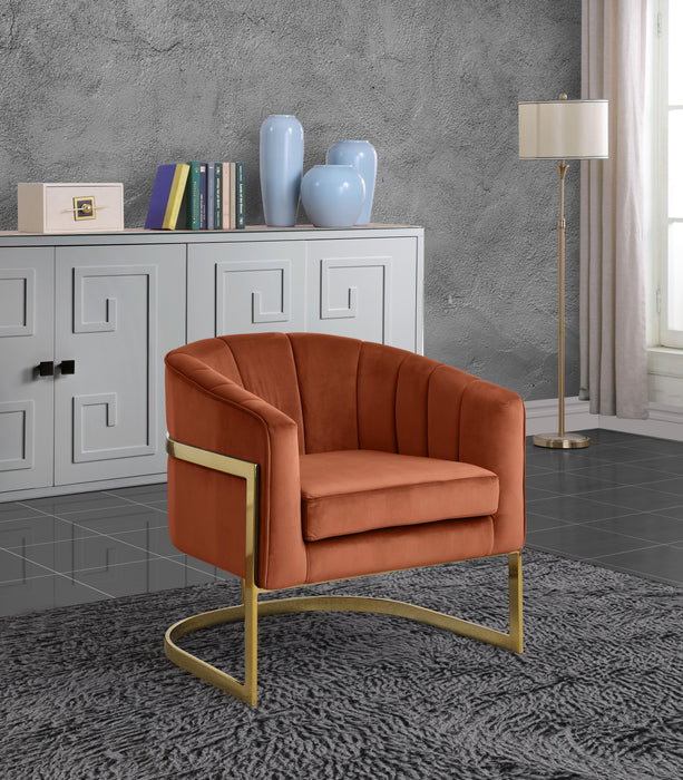 Carter Cognac Velvet Accent Chair