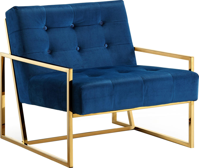 Pierre Navy Velvet Accent Chair