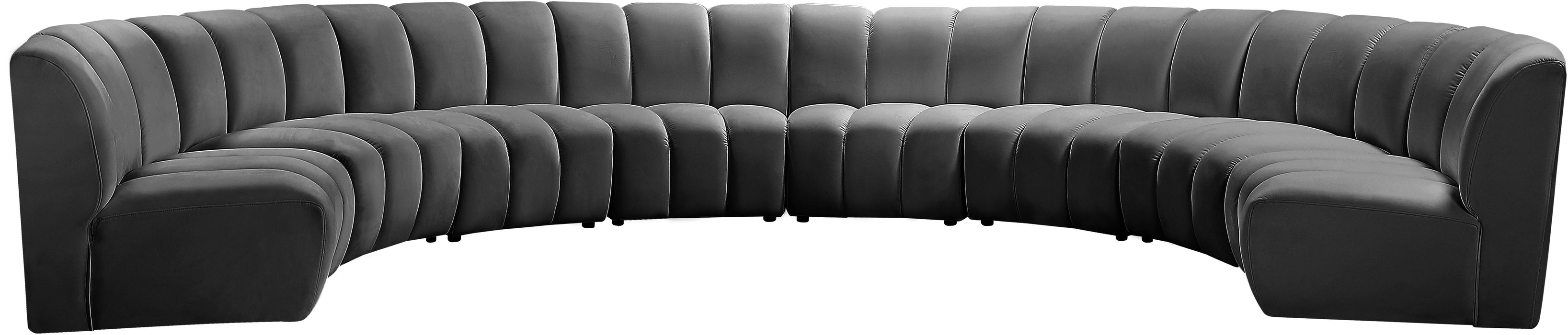 Infinity Grey Velvet 8pc. Modular Sectional