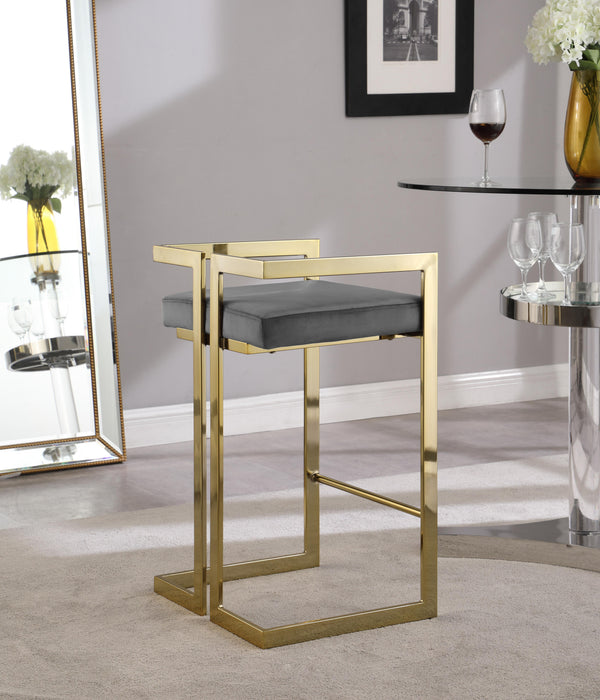 Ezra Grey Velvet Stool