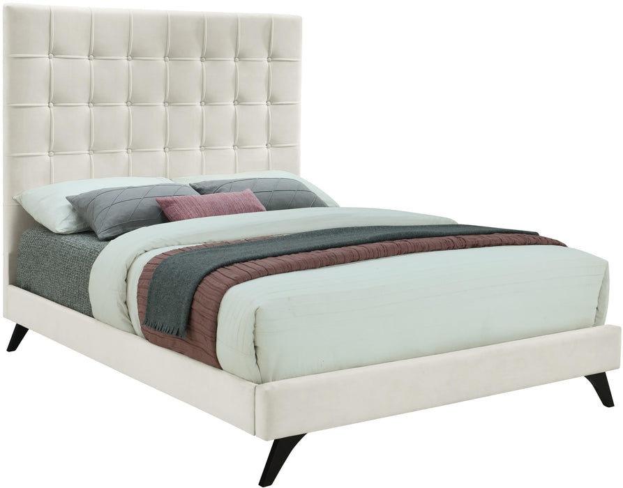 Elly Cream Velvet Full Bed