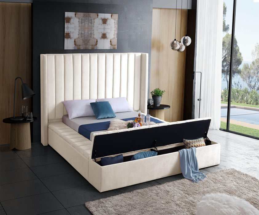 Kiki Cream Velvet Full Bed (3 Boxes)