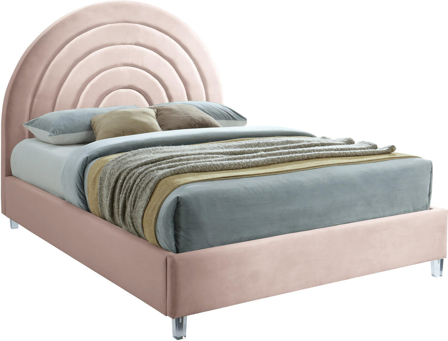 Rainbow Pink Velvet Full Bed
