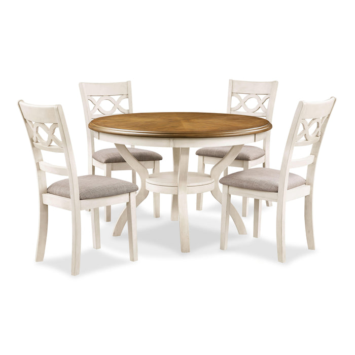 CORI ROUND DINING 5 PC SET-BISQUE/BROWN