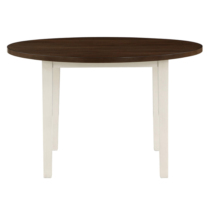 HUDSON 48" ROUND DINING TABLE & 4 CHAIR SET-BROWN/CREME