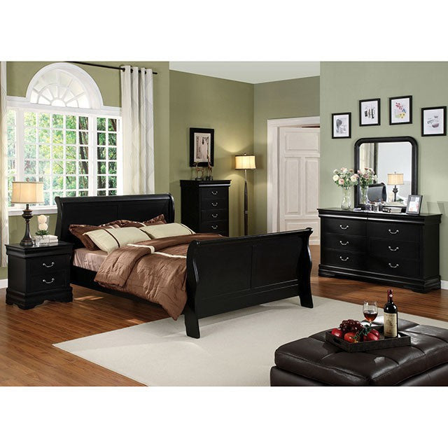 Louis Philippe Cal.King Bed Black & Grey