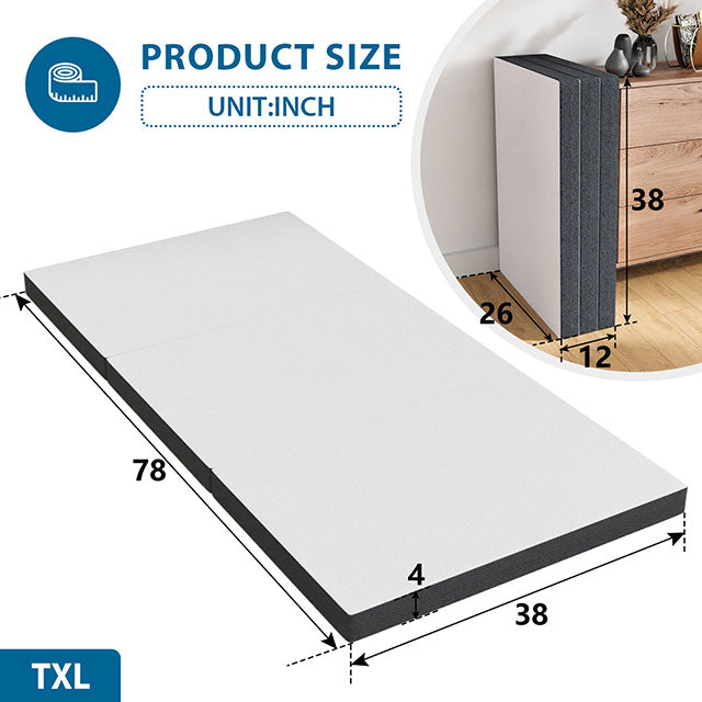 Hollyhock 4" Twin XL Tri-Fold Memory Foam Topper